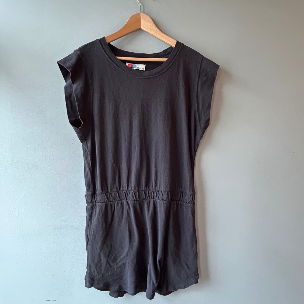 FP Beach Free People Black Jersey Knit Dress Sleeveless Elastic Waist Large